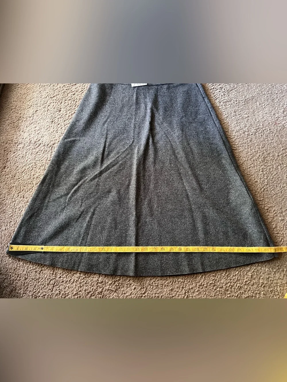 Zara Grey Knit High Waisted A-Line Midi Skirt NWT S